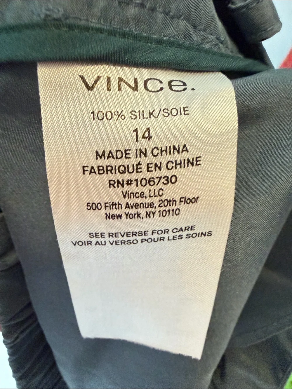 Vince 100% Silk Slate Teal Trousers Size 14 NWT Quiet Luxury Loose Fit Leg Pants - Picture 10 of 10